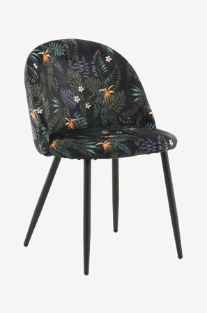 Venture Home - Spisebordsstol Valleta Mønster Velour, 2-pak - Sort - Stole - Fra Homeroom