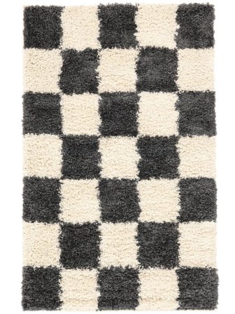 Chessie 100X160 Liten Mörkgrå/Off White Rutig Matta