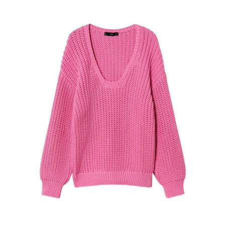 Mango Openwork knit sweater Pink, Dame, Størrelse: XS
