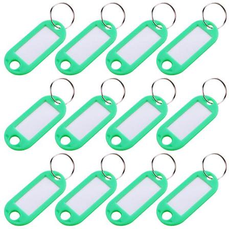 50 stk Fargede Flikker Nøkkel-ID-Etikett Nøkkelring Etiketter Nøkkelmerker Hengende Nøkkelmerke Merke Ring Grønn 5X2.2CM Green 5X2.2CM