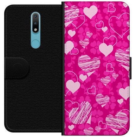 Kompatibel Tegnebogsetui til Nokia Nokia 2.4 PopHjerteMønster