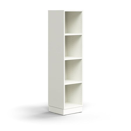 Bookcase QBUS, 3 shelves, base frame, 1636x400x400 mm, white