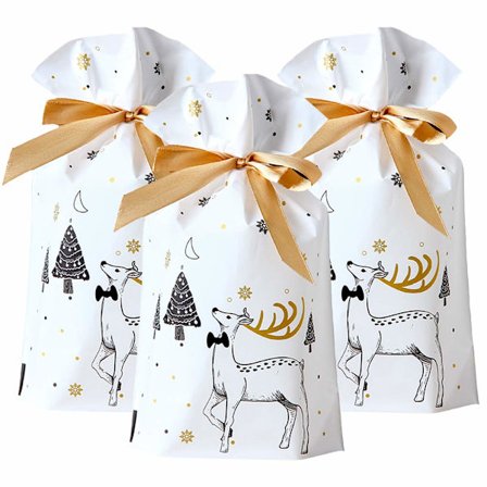 50 stk. Gaveposer med snoretræk, jule slikposer gaveposer smykkeposer med snoretræk til bryllupsfest og DIY håndværk, smykkepose