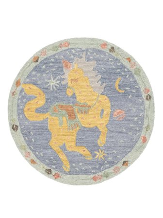 Kinderteppich Klein Unicorn - Blau/Minzgrün Ø 120
