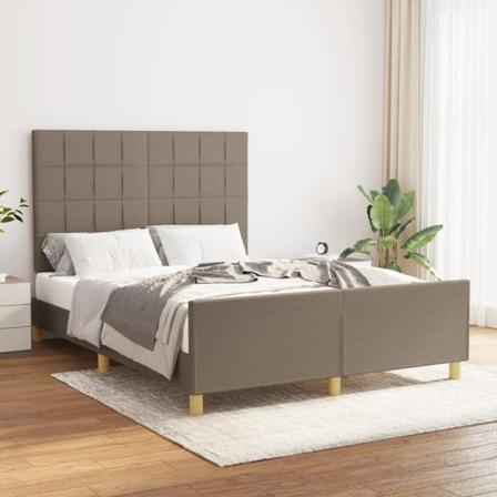 Vidaxl Sängram Med Huvudgavel Taupe Tyg 140x200 Cm Taupe