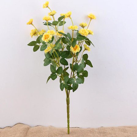 3 stk. Kunstige Blomster 5 Grene Små Roseknopper, Dekorative Silkeklud Falske Buketter, 36cm