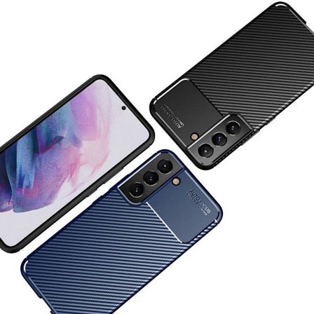 SKALO Samsung S22+ Carbon Fiber TPU cover - Blå - Vælg farve