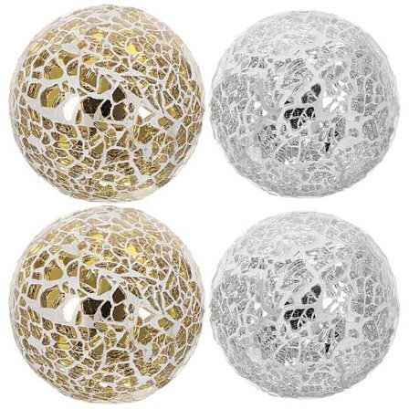 4 stk. Glasmosaik Sfærebolde Dekorative Bolde Sfærebolde Bryllupsdekoration Boligindretning_OF