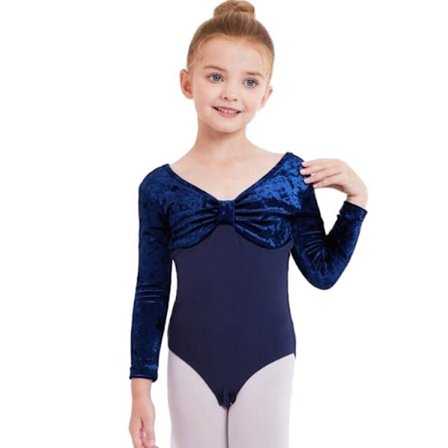 Jentegullfløyelsballettdrakt med lange ermer