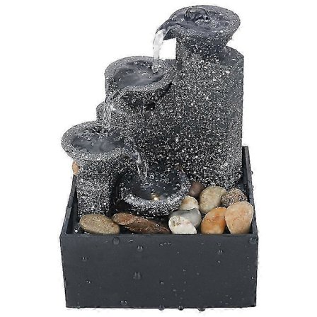 Innendørs Fossfontene, Meditasjonsvannfontene Liten Fossfontene Skrivebordsdekorasjoner Innendørs Bordfontene Med LED-lys Og Småstein