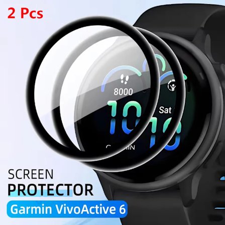 För Garmin Vivoactive 6 5 4 3 Skärmskydd 3D Böjd Skyddsfilm för Vivoactive 5 Anti-repa Full Täckning Film 2st