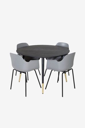 Venture Home - Matgrupp Dipp med 4st stolar Comfort - Svart - Matgrupper - Från Homeroom