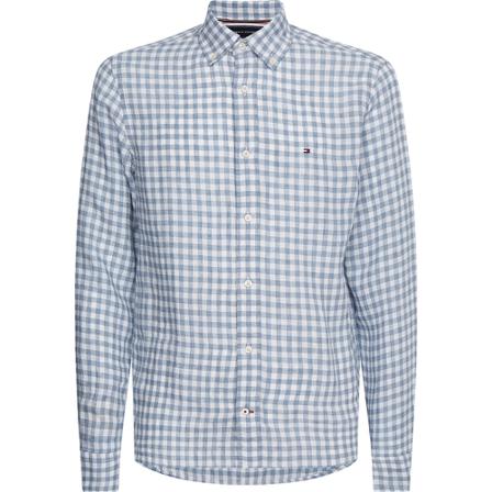Tommy Hilfiger Linen Gingham Check Shirt Blå, Herre Skjorter