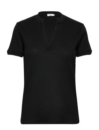 Ribbed Polo Tee T-shirts & Tops Short-sleeved Svart Filippa K