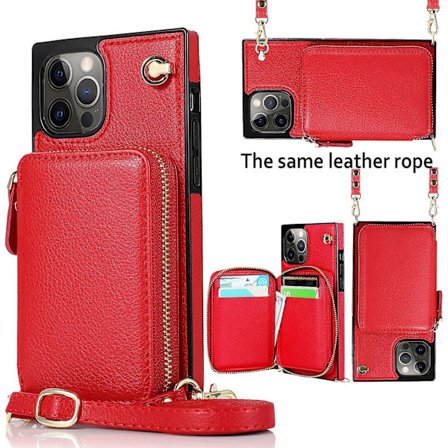 Crossbody Rfid Blocking Dragkedja Case Kompatibel Iphone 14 Pro Max/14 Pro/14 Plus med kortplats