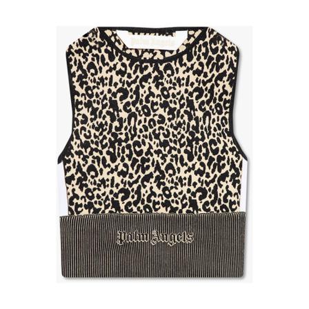 Palm Angels Top with animal motif , Beige , Dames , Maat: M