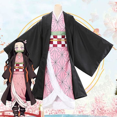 Anime Demon Slayer Kimetsu No Yaiba Cosplay Kostym Kimono Kochou Shinobu Dräkt