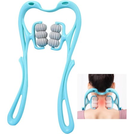 Nackmassage, Dubbel Roller Relaxer Massage, Portabel Kvalitets Handhållen Cervikal Massageapparat för Nacke, Axel, Knä Smärtlindring