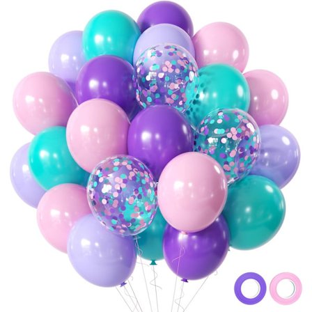 Rosa og lilla partyballonger, 50 stk 12 tommer lilla rosa cyanblå lateksballonger lilla og rosa ballong_ma