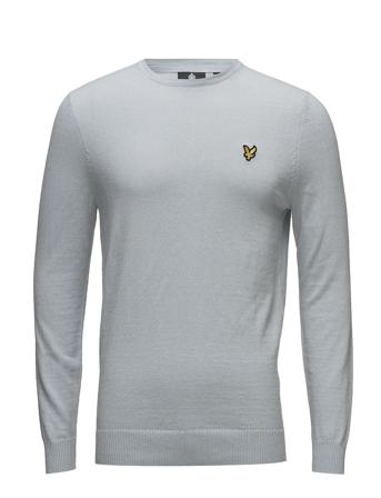 Cotton Merino Crew Jumper Strikkegenser M. Rund Krage Grå Lyle & Scott