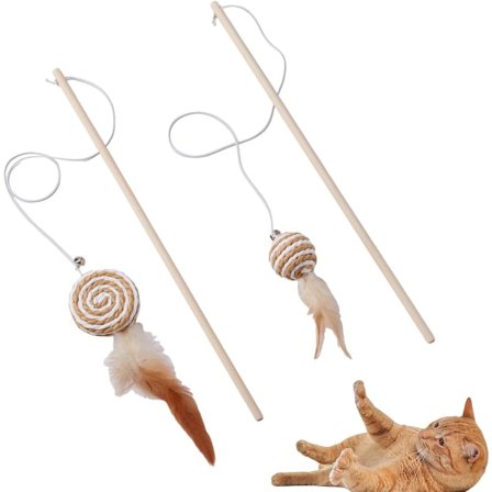 2 stk. interaktive drillepinde til katte - Kattetøjsæt - Søde papirkugler og papircirkler