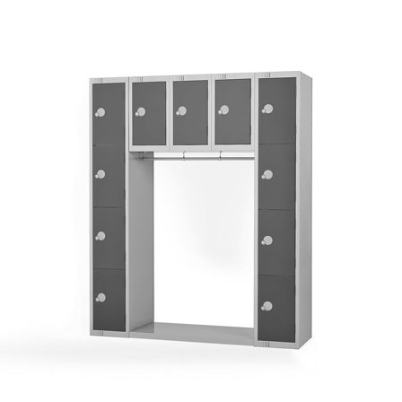 Archway locker, 11 doors, 1800x1500x450 mm, dark grey