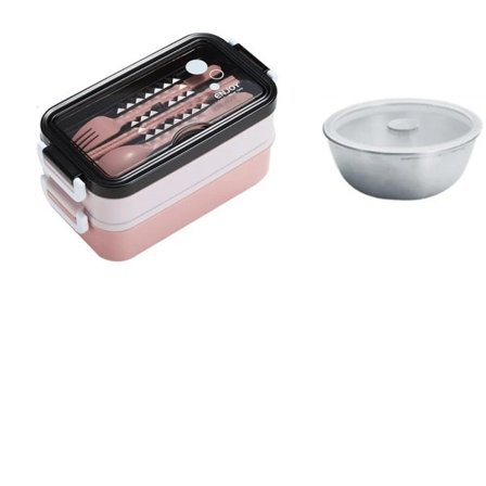 Rostfritt stål Lunch Låda Bento Låda För Skola Barn Kontor Arbetare 2 lager Mikrowae Värme Lunch Behållare