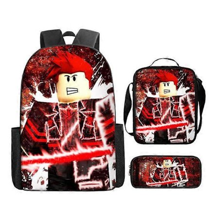 Ny Roblox skole skoletaske Roblox digital print rygsæk tre-delt sæt madkasse penalhus 24 -NMAOV