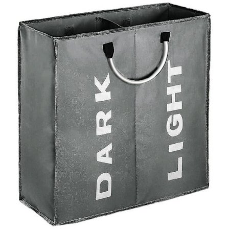 Dobbelt vasketøjskurv med låg og aftagelige poser, foldbar