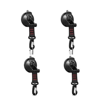 4 stk. Kraftige sugekopper med D-ring, 360° roterende camping sugekroker, bil sugekopper anker