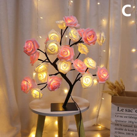 LED lampe lys Rose Flower Tree USB Nat lys