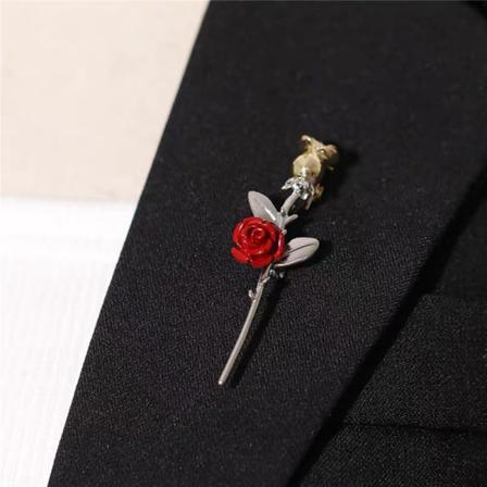 Röd Ros Blomma Broscher För Kvinnor Elegant Tulpan Blomma Bukett