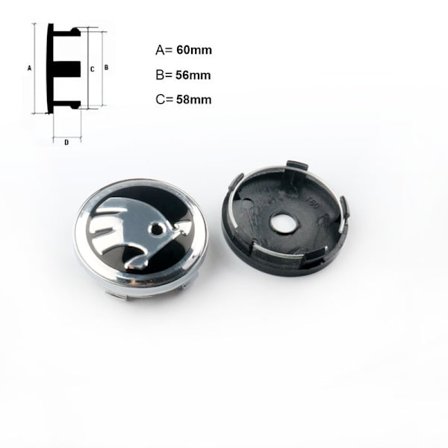 4 stk. hjulcenterkapsel grøn R-label Skoda 56,5 mm diameter 60MM standard hjulkapsel