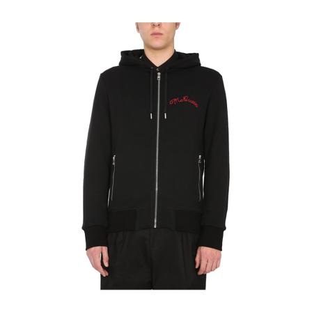 Alexander McQueen, Hooded Sweatshirt With Zip Zwart, Heren, Maat:M