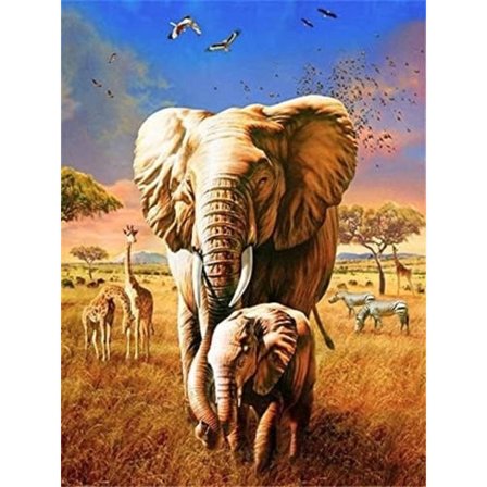 Diamond Painting / Diamantmålning 30x40cm - Elefant Giraff Zebra