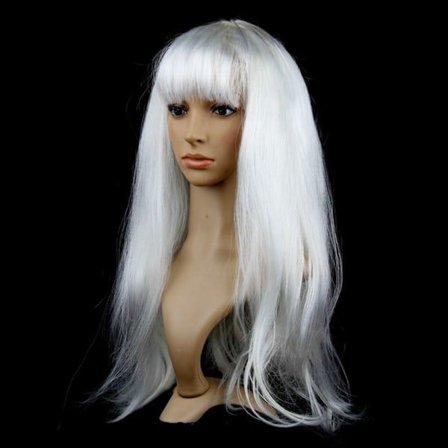 Damperuk Lång rak peruk VIT vit