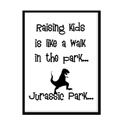 Poster Raising Kids Dinosaurie Jurassic Park Svart/vit A4