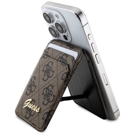 Guess Plånbok Kortplats Stativ GUWMSHG4SHW fodral - brun MagSafe 4G Classic Logotyp