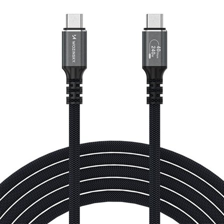 Wozinsky Thunderbolt 4 USB-C-kabel 240W 1,5m 4K - Svart