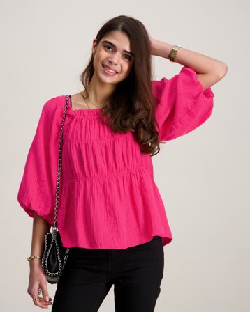 Kids ONLY KOGTHYRA LIFE S/S SQUARE TOP CP WVN Roze Tops/blouses Meisjes - Kids Brand Store