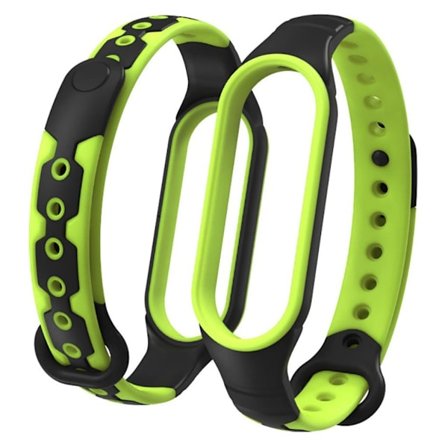 Xiaomi Mi Smart Band 6 bi-color silicone watch strap - Black / Lime