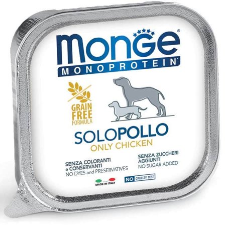 Monge Monoprotein Solo Pollo Cibo Umido Per Cani Adulti 150g