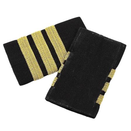Traditionelle pilotstang-epauletter Mode guldstriber Broche-epauletter til ensartet skjorte Professionelle skulderbrætmærker Håndværk Black Gold Three