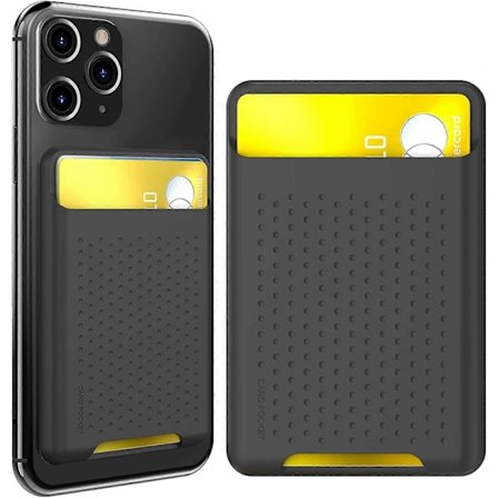 Telefon Kredittkort Holder Festes På, Slank Telefonlommebok Sterkt Lim Silikon Kortlomme Kompatibel for iPhone/Android/Samsung Galaxy(Svart)