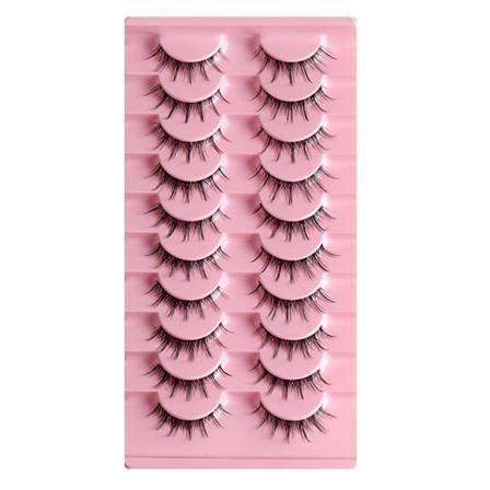 Clear-Band lösögonfransar Cat-Eyes Wispy Natural Faux Mink Fransar Lätt volym Korta falska ögonfransar Manga Fransar C