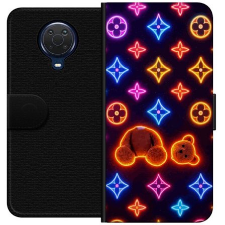 Yhteensopiva Lompakkokotelo Nokia Nokia G20 Neonvärisellä ylellisellä kuviolla, jossa hehkuvia nalleja pop-taide-esteetiikassa