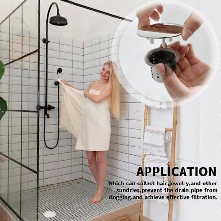 Viemärin hiussihti, viemärinsuoja kylpyammeeseen, siivilä kylpyhuoneen pesualtaaseen, suodatin kylpyammeen viemäriin, ruostumattomasta teräksestä 
