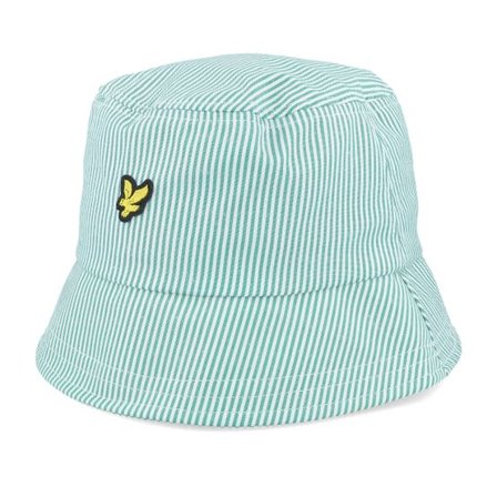 Lyle & Scott - Grön bucket Hatt - Stripe Hat Court Green/White Bucket @ Hatstore