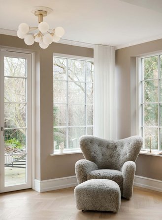 Apiales 9 taklampe Ø60 - brushed brass/opal