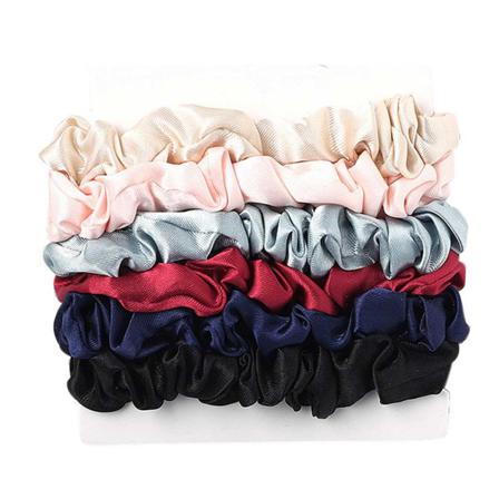 6-pack Scrunchies Hårsnoddar Svart Blå Röd Flerfärgad